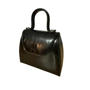 Vintage Y2K Koltov West Lake Faux Leather Satchel Handbag Sz S Black Top Handle